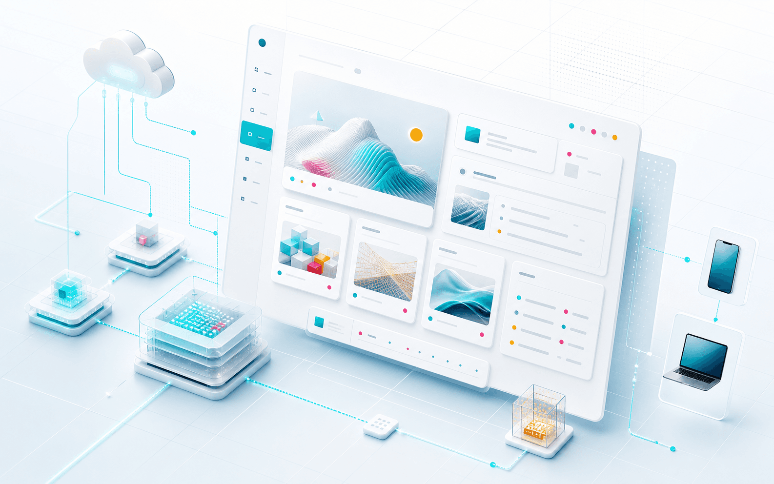 Serverless CMS dashboard and architecture visualization